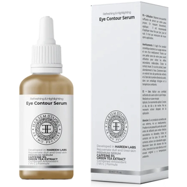 سرم دور چشم کافئین هارم استانبول مدل کانتور چشم حاوی چای سبز 30میل | HAREEM ISTANBUL Refreshing & High On Eye Contour Serum 30ml